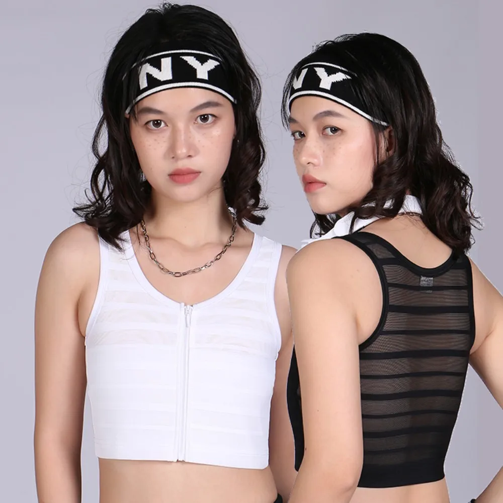 Front Bandage Chest Binder Front Zipper Breast Binder Tomboy Super Flat Breathable FTM Vest Trans Binder