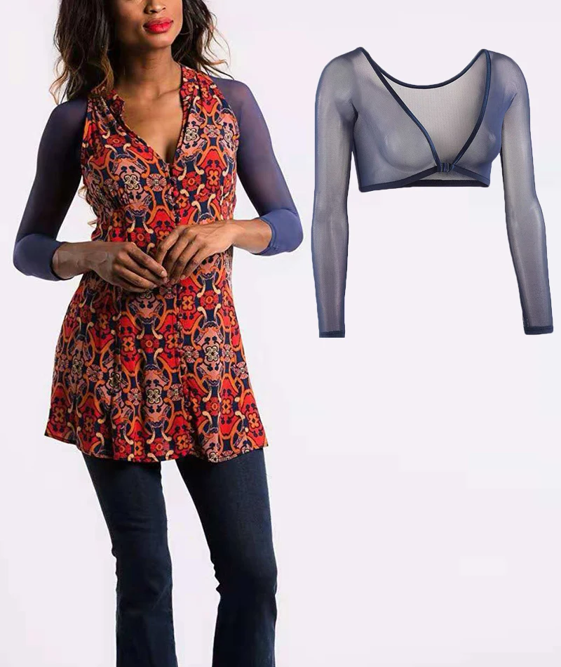 new Women Casual All-match Shawl Mesh Colour Crop Top Long Sleeve See Through T-Shirt Sheer Sexy Stretchy Blouse Chic 2025 Elegant Shrug