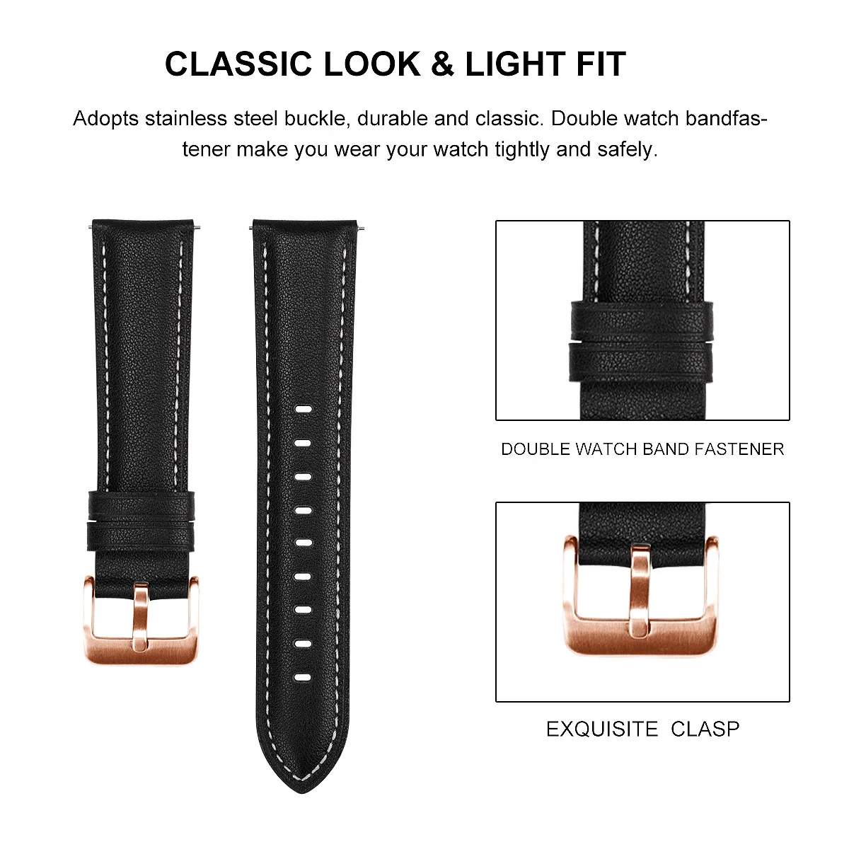 20mm Leather Strap For Huami Amazfit GTR Mini/42/GTS 3 2 4 mini 2e Smart Watchband Amazfit Bip U 3 Pro Rose Gold Buckle Bracelet