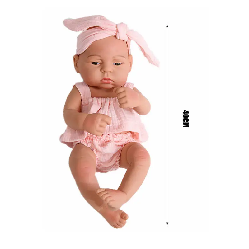 16inch Full Body Silicone Bebe Reborn Doll Soft Dolls Lifelike Baby Vinyl Bebe Doll Cute Reborn Baby Doll For Girls Doll Toys