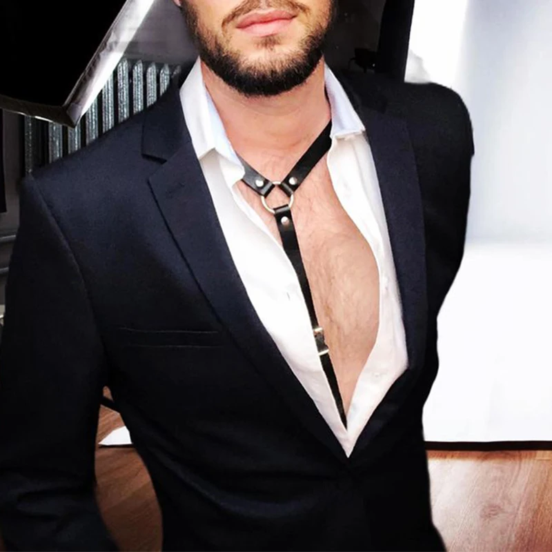 Sissy Men Faux Leather Suspenders Sexy Men's Suits Decor Temptation Bottoms Uniforms Party Hot Dance Halter Top Gay Accessories