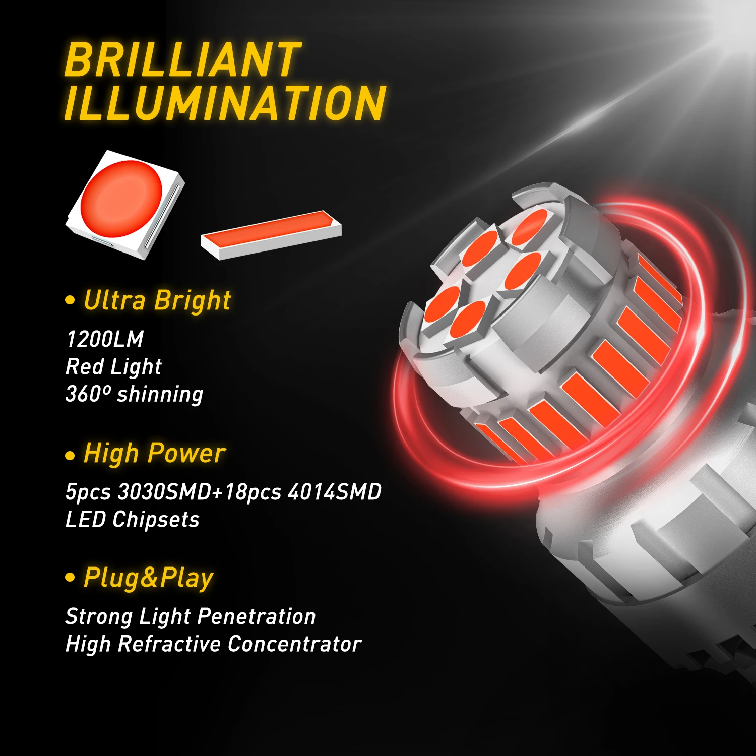 AUXITO 2X 7443 LED Canbus 2025 Brake Light w21/5w T20 W21W 7440 LED Bulb No Error Strobe Flash Super Bright Tail new Reversing Lights DRL