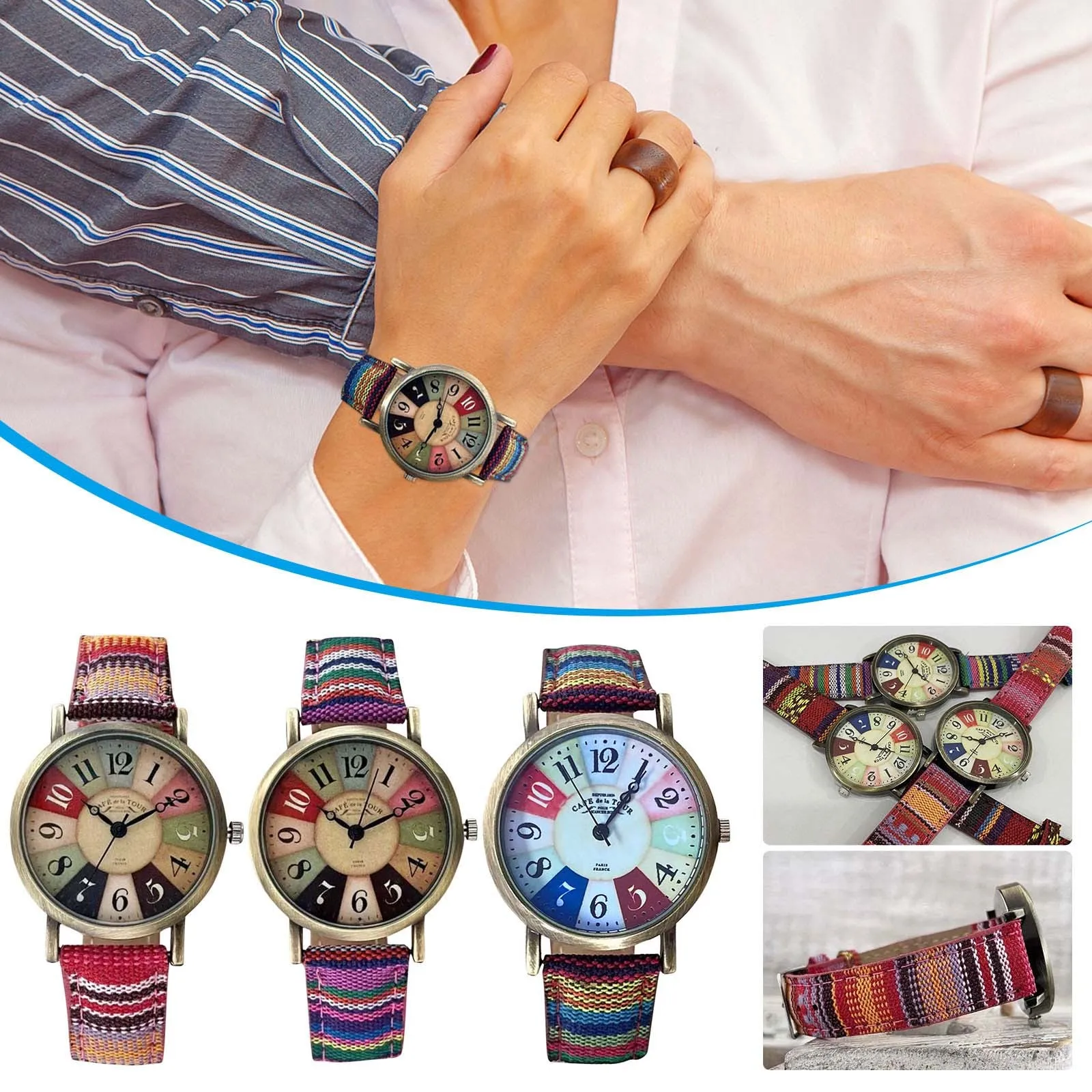 Watches For Women With Multicolour Rainbow Pattern