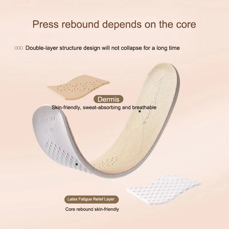 Latex Insole for Feet Leather 2025 Shoe Sole Inserts Soft Cowhide Sports new Shock Absorbing Plantar Fasciitis Template Insoles for Shoes