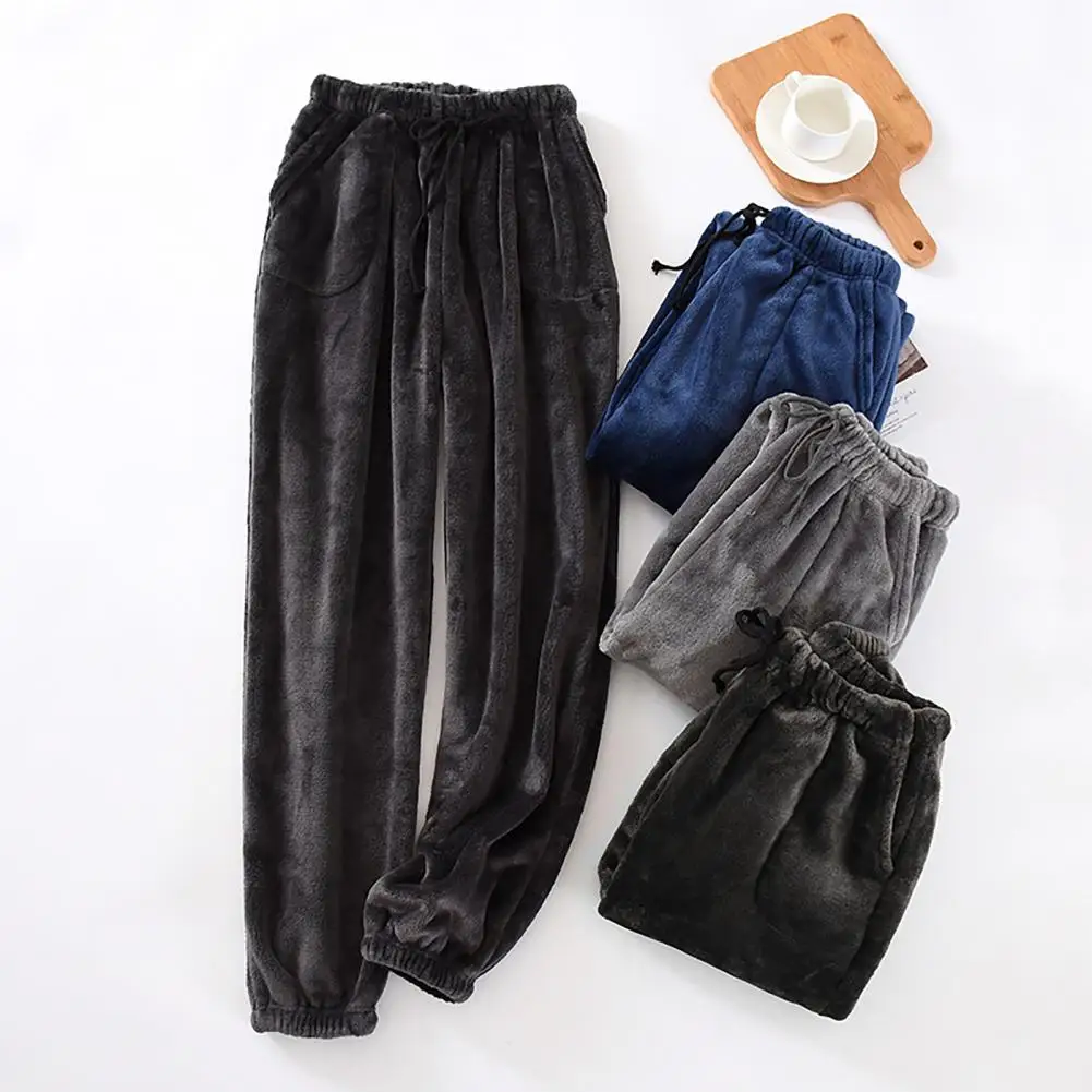 Men Pama Pants Thermal Pants 2025 new Ankle-banded Fleece Thicken Cold-proof Drawstring Pockets Men Trousers Sleep Bottoms Winter Pants
