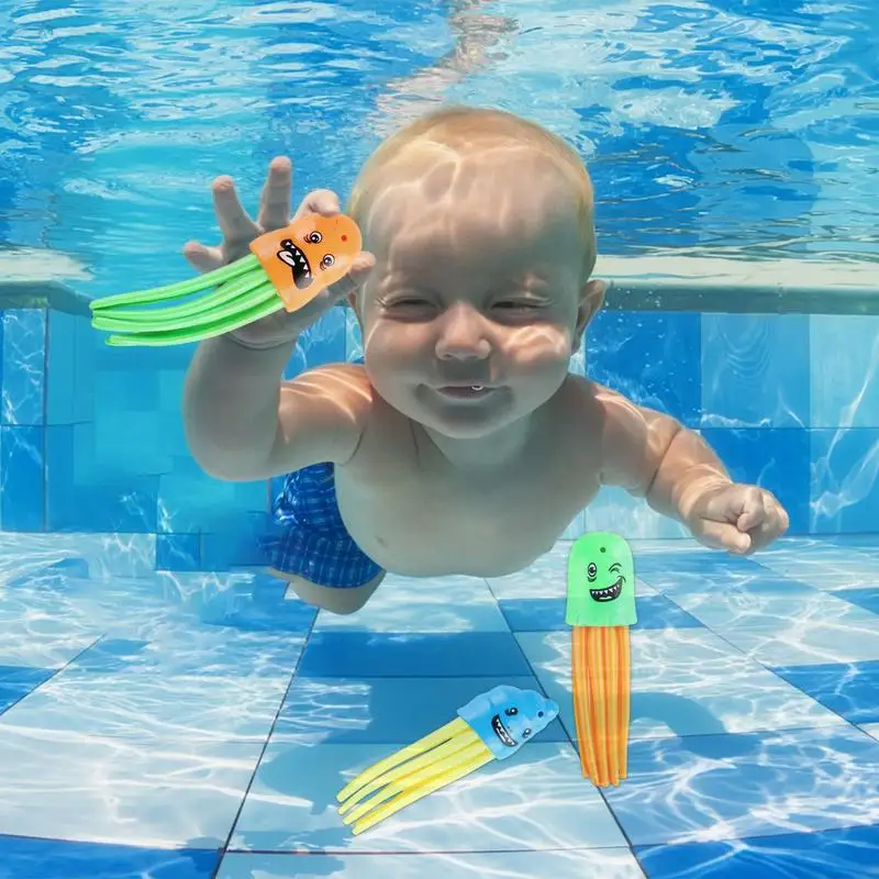 Diving Toys Underwater Swimming Pool Toys Colorful Shark Fishbone Jellyfish Torpedo Underwater Games Throw Toy Diving Training