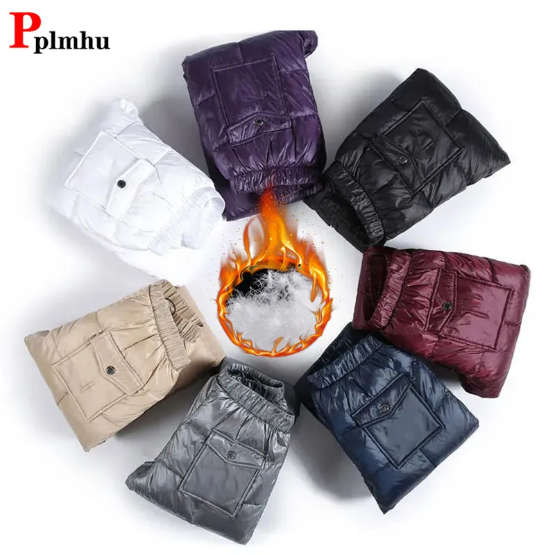 Thicken Baggy Joggers Pantalones Winter Snow Womens Sweatpants Casual Warm Down Harem Pants Elastic Waist Oversized 4xl Trousers