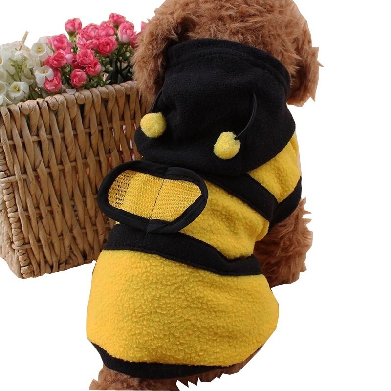 Halloween Pet Costume! Bee Dog Hoodie & Cat Cosplay - Cute Animal Puppy Fleece Sweater for Small Dogs (Chihuahua/Pug/Yorkie)