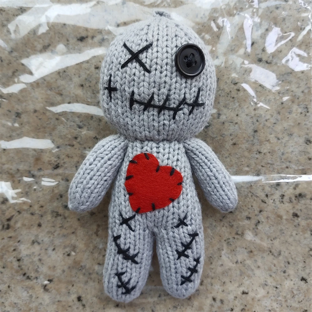 Scary Voodoo Doll Halloween Party Dress Up Prop Ghost Doll Soft Revenge Voodoo Doll Knitting Keychain Witchcraft Trick Accessory