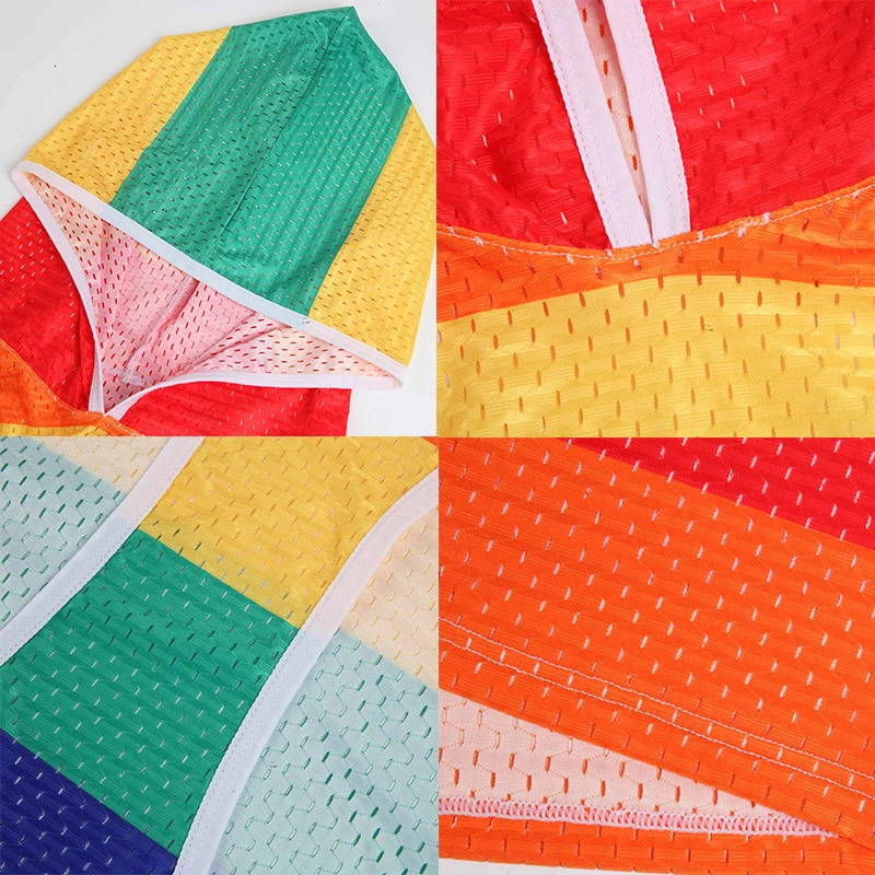 Mens Undershirts Rainbow Hooded Tank Tops Mesh Breathable Fitness Casual Vests Loose Shorts Homewear Tank 240327