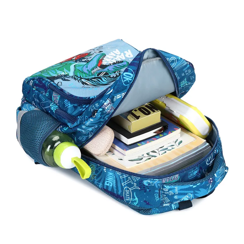3Pcs Boys Dinosaur School Bag For Girls Student Backpack Set with Lunch Box Pencil Case, School 2025 new Book Bag for Kids