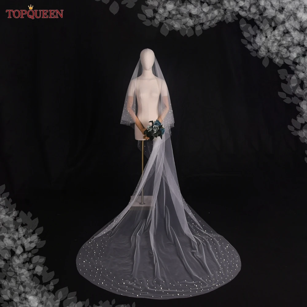 TOPQUEEN V171 2 Tier Royal new Cathedral Wedding Veil with Blusher Bridal Veils 2025 Pear Veil Bride Bachelorette Party Bride Accessories