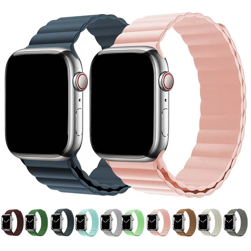 Magnetic strap For Apple watch series 7 band 45mm 41mm Silicone watchband Bracelet iWatch serie s 3 5 4 6 SE 38mm 40mm 42mm 44mm