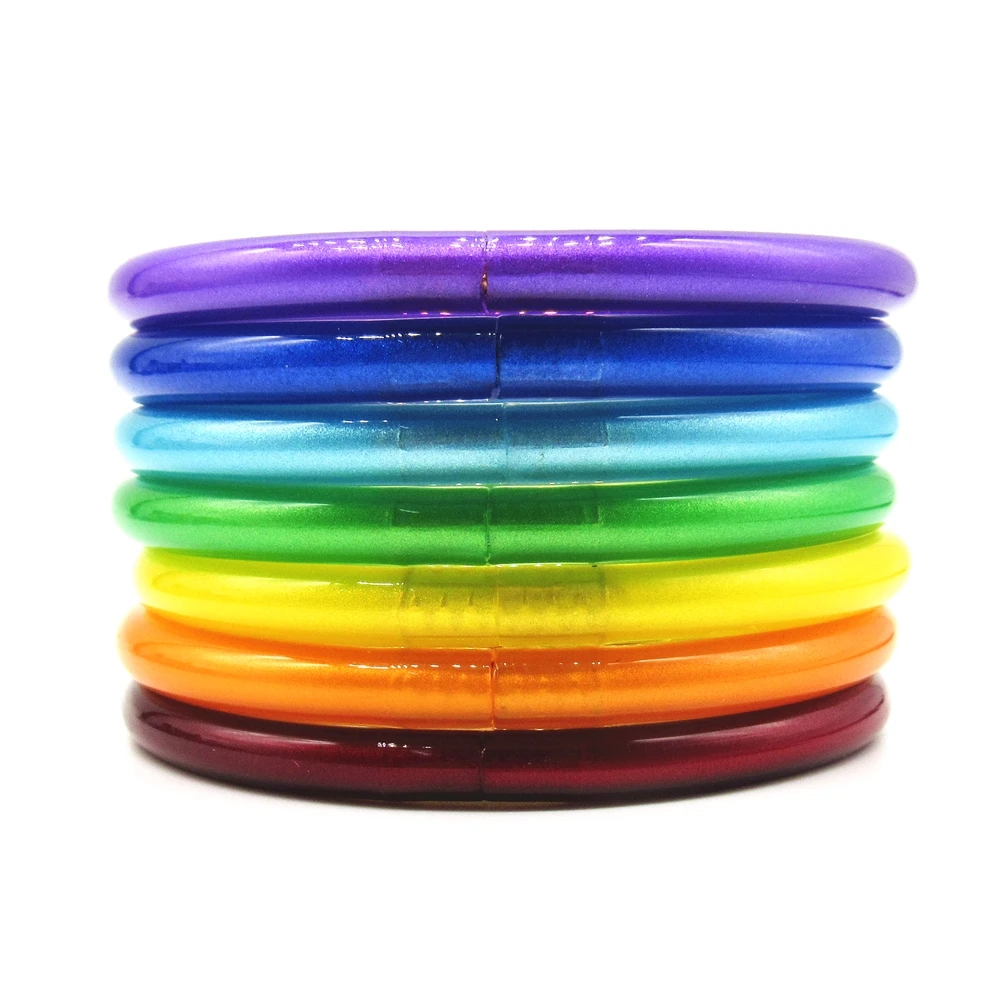 7pcs/Set Tibetan Buddha Girl Bangle Thailand Monk Mantra Buddhist Bracelet Mix Colors Jelly Bangle Friendship Bracelet For Women