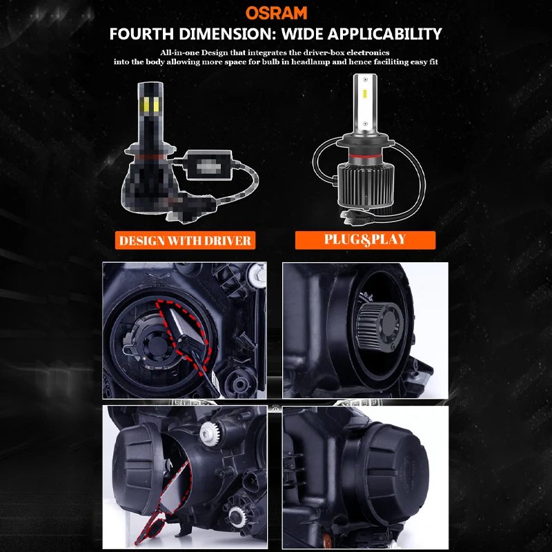 OSRAM H4 H7 H11 Led Headlight Bulbs H8 9005/HB3 9006/HB4 9012 HIR2 Fog Lights 6000K 12V Car Lamps With OSRAM Original CSP Chips