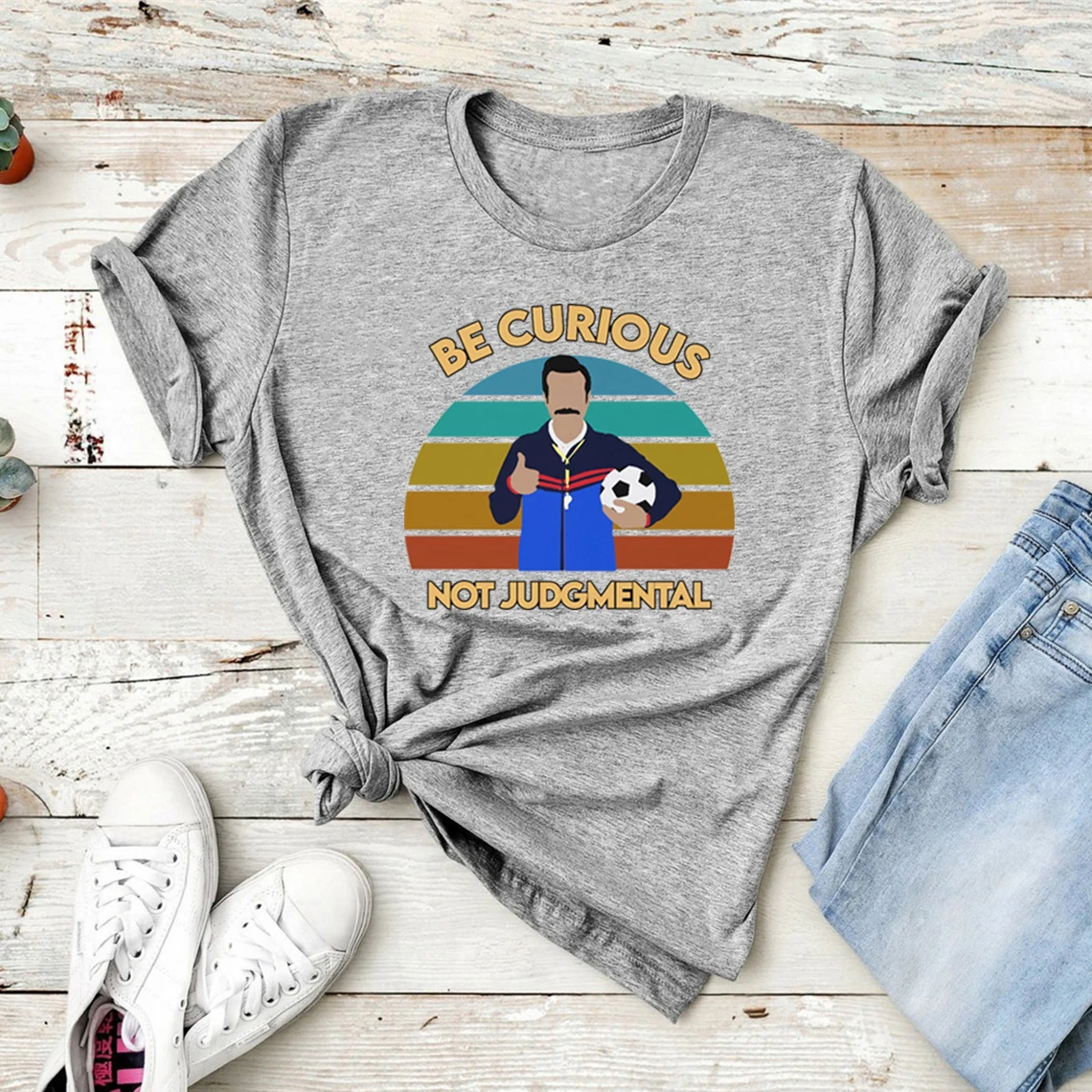 Be Curious Not Judgmental T Shirts Roy Kent Soccer T-shirt Funny Quote T Shirt Unisex Short Sleeve Graphic Tees Soccer Fan Gift