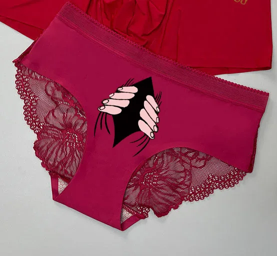 Couple Underwear Sexy Lace Men's Boxer Women Panties Low Waist Printed Bow Ice Silk Lingerie Underpants for Boyfriend Girlfriend