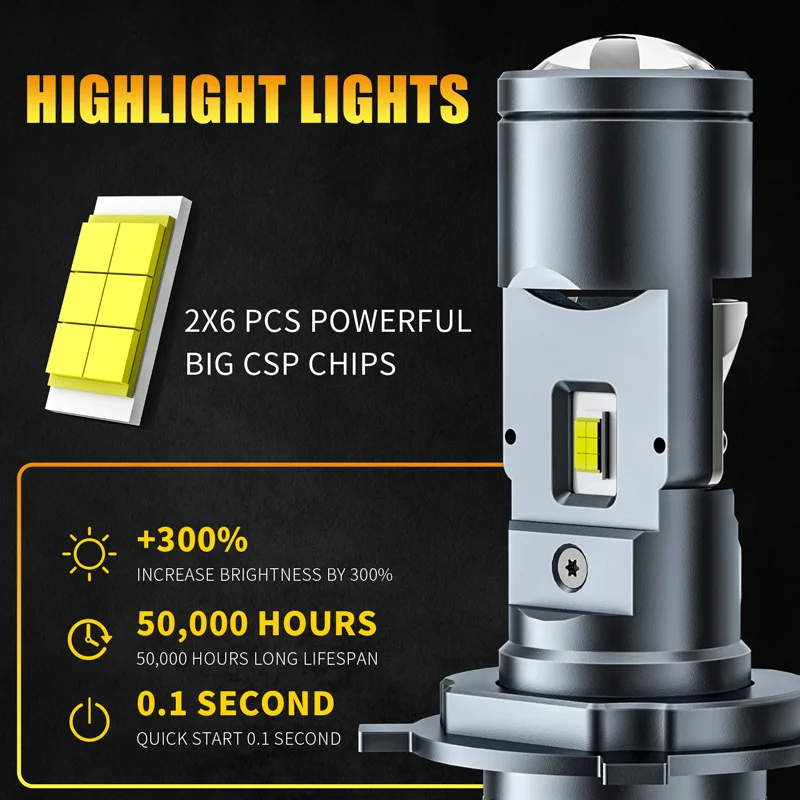 AILEO H4 LED Canbus Projector LED Lights For Car Mini Lens HI/LO Beam 6000K Super Bright 110W LHD RHD 64000LM Automobles Bulbs