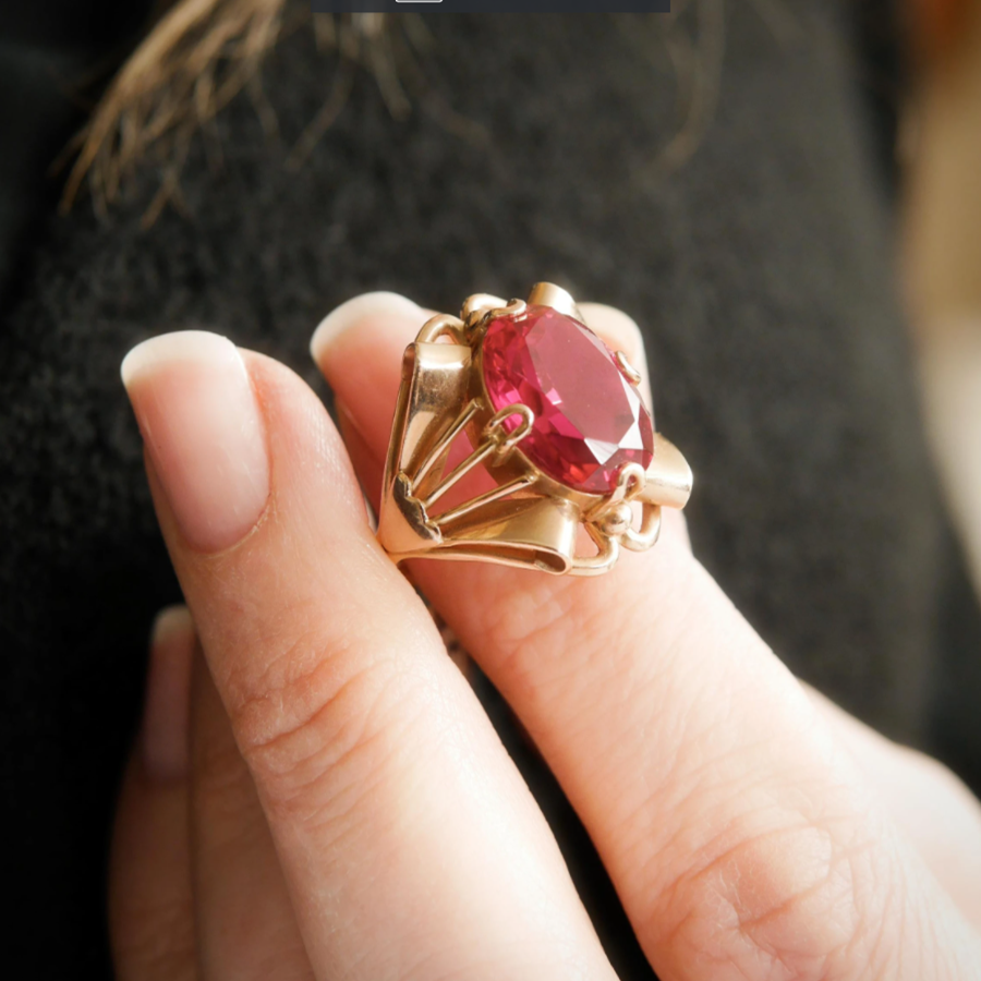 Vintage Jewelry Handmade Red Stone Ring Wedding Gifts Rings for Women Fidget Gold Color Ring Valentines Day Gift Anillos Mujer