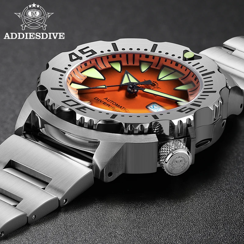 ADDIESDIVE Men's Monster Watches C3 Super Luminous Dial NH36 Sapphire Crystal 20Bar Diver Automatic Mechanical Watch reloj hombr