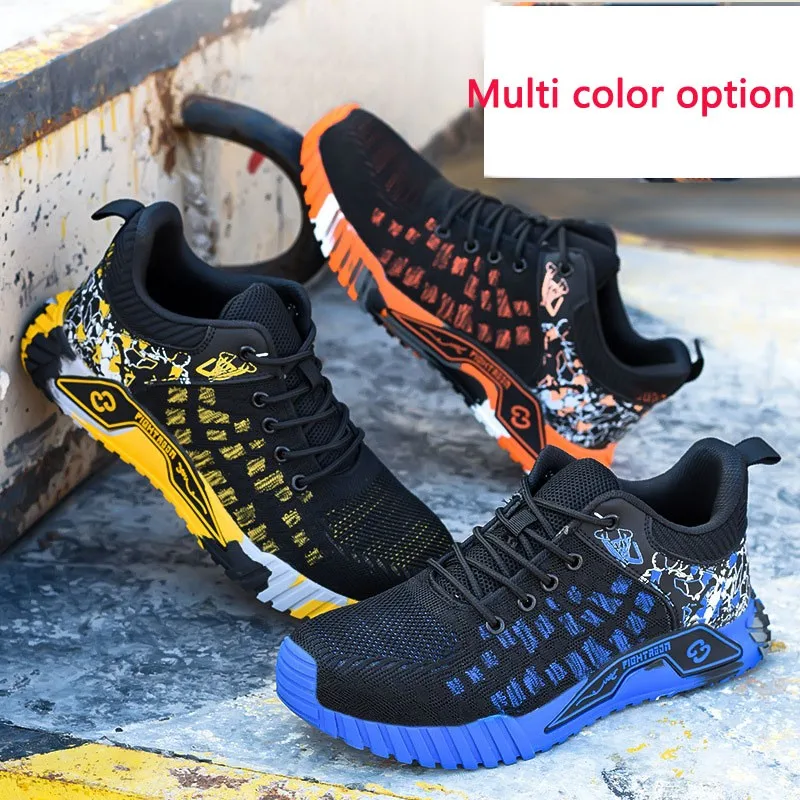 All 2025 Seasons Men's Safety Shoes Flying Woven Breathable Sneakers Steel Toe new Cap Impact Proof Puncture Proof Zapatos De Seguridad