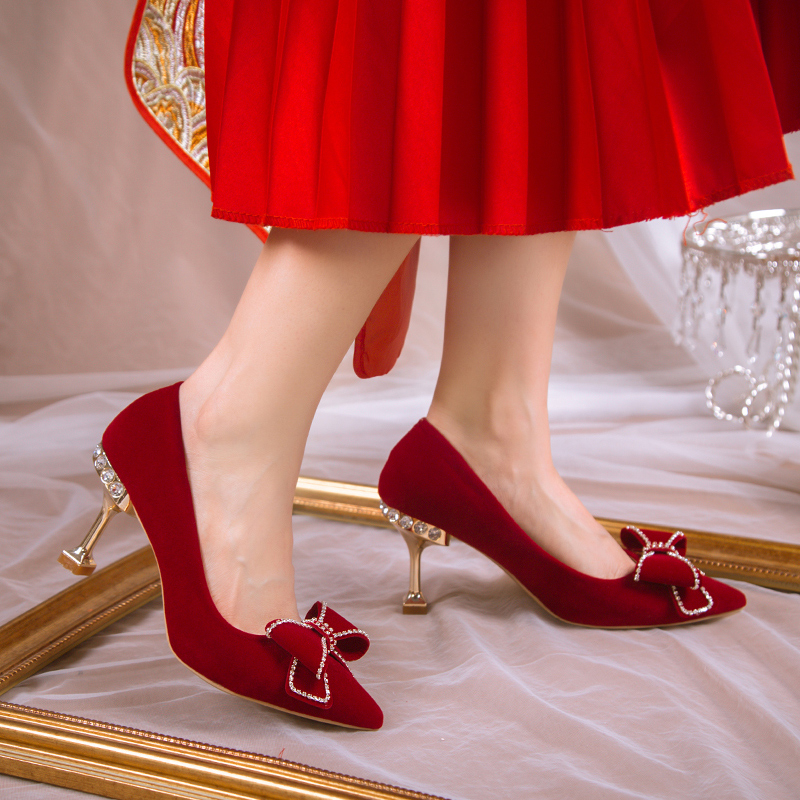 Rhie Bow Wedding Shoes: Comfortable & Stylish Women's 2024 Pointed Toe Heels