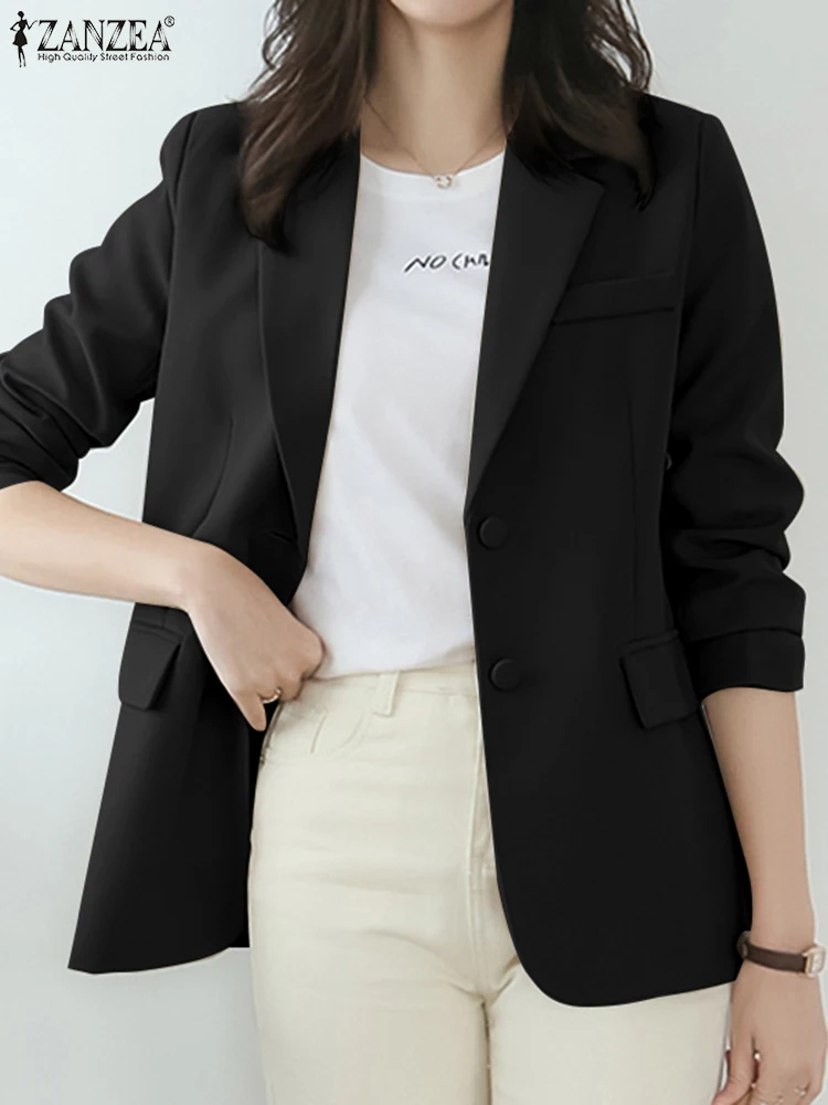 2023 Spring Women's new Blazer Suits Casual Solid Single 2025 Breaste Coat Jacket ZANZEA Stylish Female Chic Outwear Long Sleeved Tops