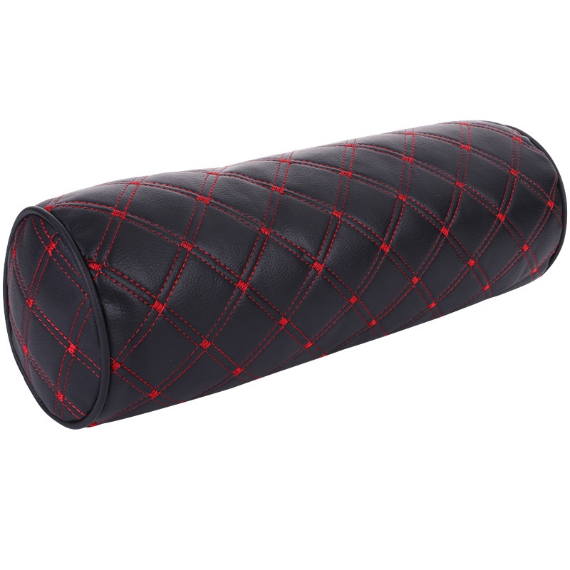 Seat Neck Pillow Car Headrest PU Leather Cervical Cylindrical ddmysmile Pillow Breathable Car Neck Support Pillow Soft Neck Rest Protector Smile