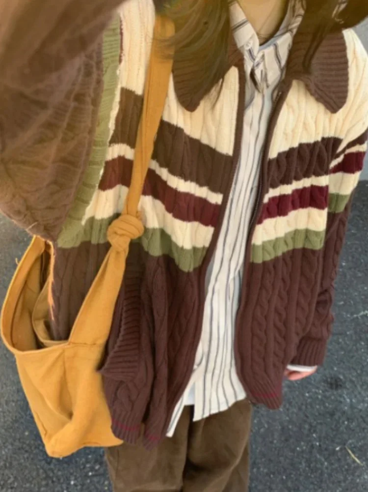 Cardigan Sweater Woman Street Oversized Knitted Pullover 2025 Casual Hip Hop Couple Jumper Haruku new V Neck Cardigan Unisex Cardigan
