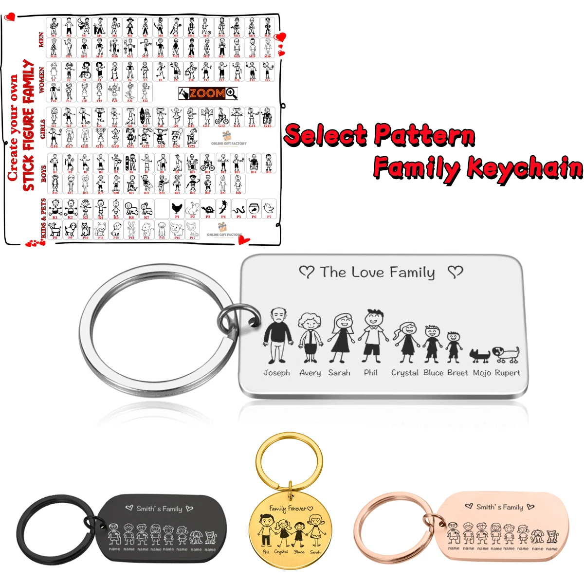 Love Cute Keychain Custom Family Gifts For 2025 Parents Children Present new Keyring Bag Charm Engraved Families Member Gift Key Chain