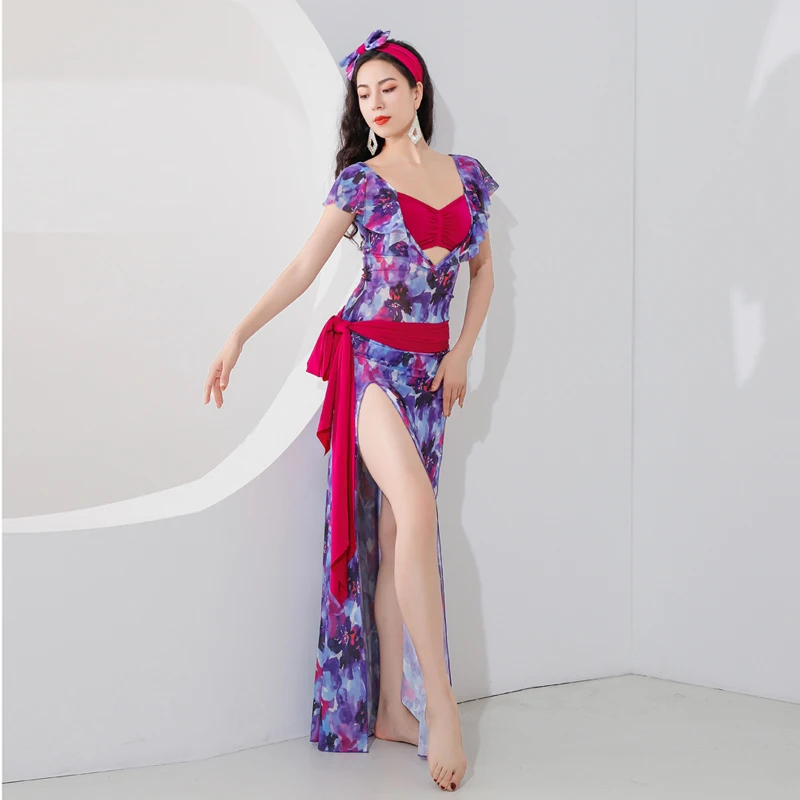 Oriental Outfit Belly Dance Costume Set for Women Belly Dancing Print Shaabi Performance Dresses Clothes Baladi Practice Robe