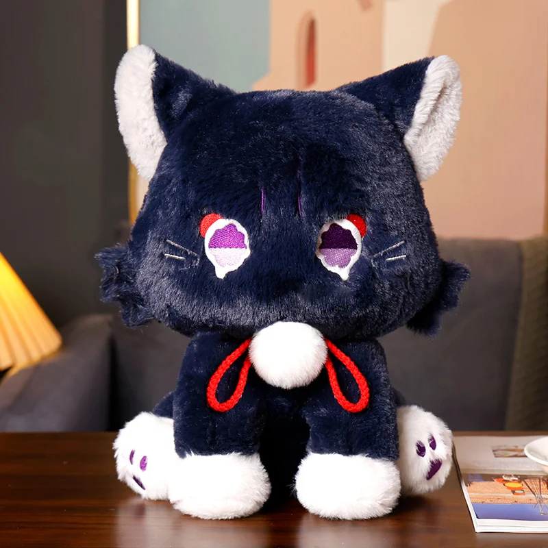 Genshin Game Anime Figure Doll Cute Cat Plushie Toy Impact Wanderer Pet Scaramouche Cat Toy Cosplay Mascot Doll Gift For Kids