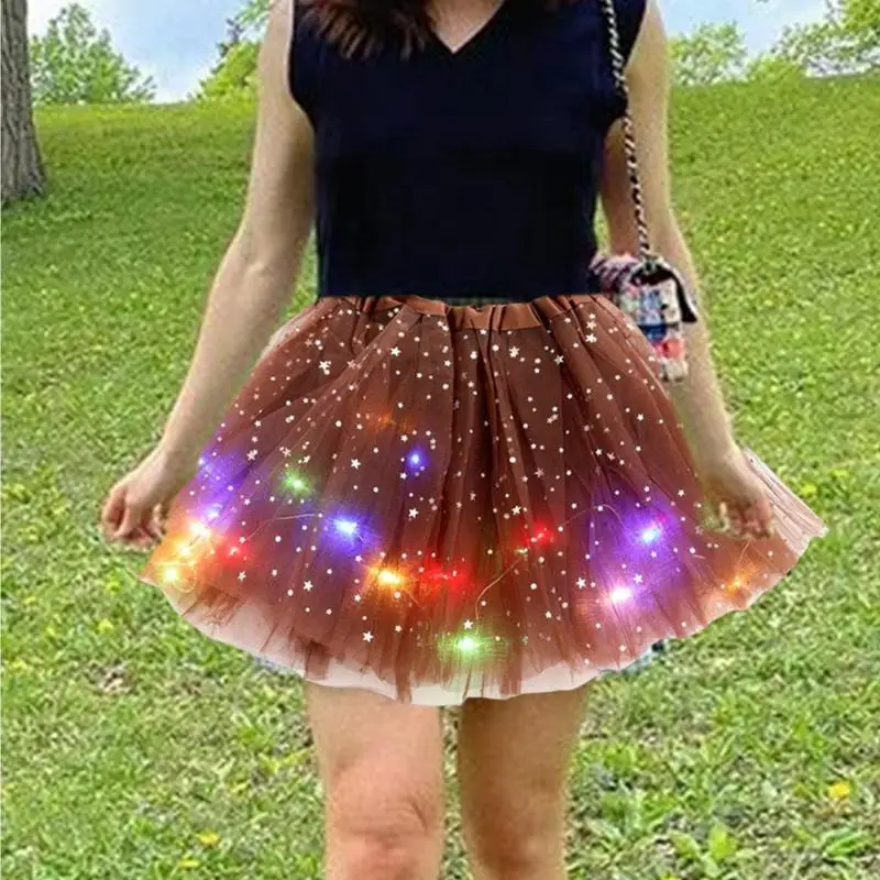 Women's 50s Costume new LED Light Up Tutu Glow Skirt Adult Tutu Skirt 2025 Luminous Fairy Costume Carnival Halloween Party Tulle Skirt