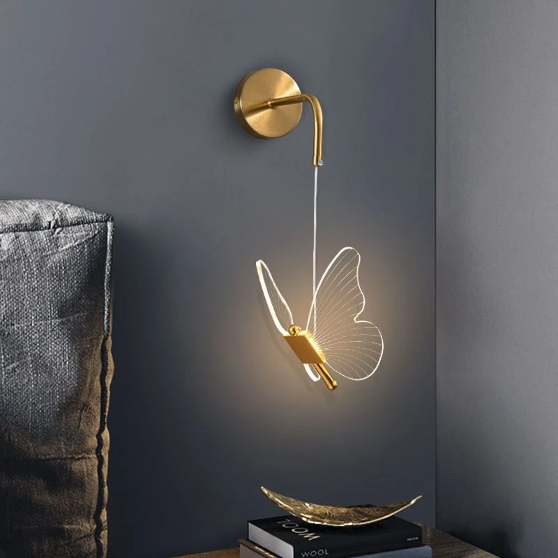 Modern Transparent Butterfly Lights Led Wall Lamp for Dining Room Bedside Corridor Staircase Lustre Home Decorative Lamp
