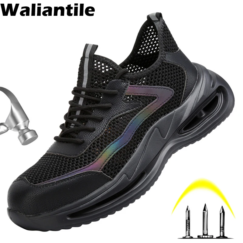 Waliantile 2023 Summer Men Women Safety Shoes For Industry new Work Boots Anti-smashing 2025 Steel Toe Indestructible Sneakers Footwear