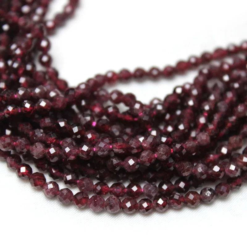 Natural Faceted Garnet Stone Tiny Beads Loose Spacer Beads 2-4mm for Jewelry Making DIY Bracelet Necklace Earrings Accessories