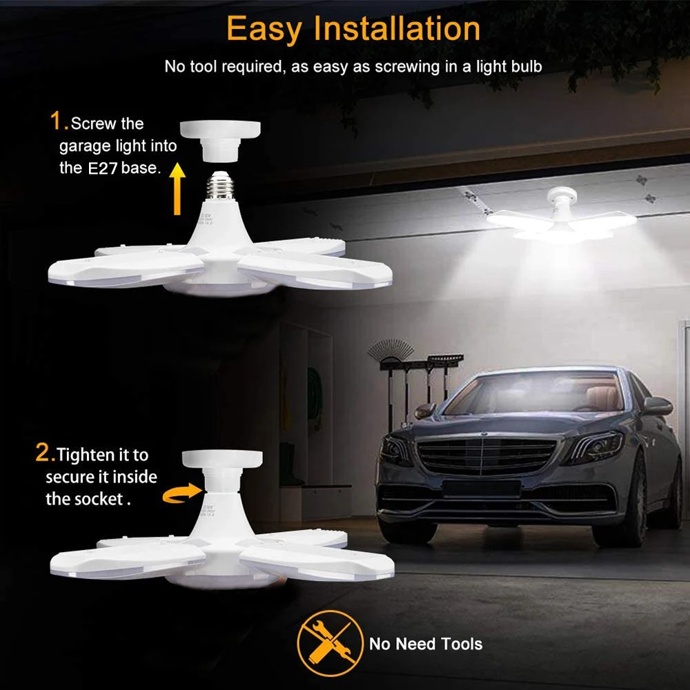 E27 LED Bulb Fan Blade Timing Lamp 85-265V Foldable Led Industrial Light Bulb Lamp For Home Ceiling Light Garage Light