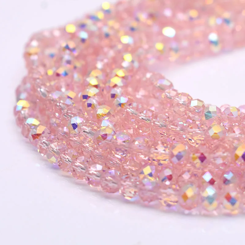 ORIGINAL Pink Crystal Glass Beads new New AB Color Rondelle Crystal Beads 2025 Faceted Loose Spacer Beads For Jewelry Making DIY