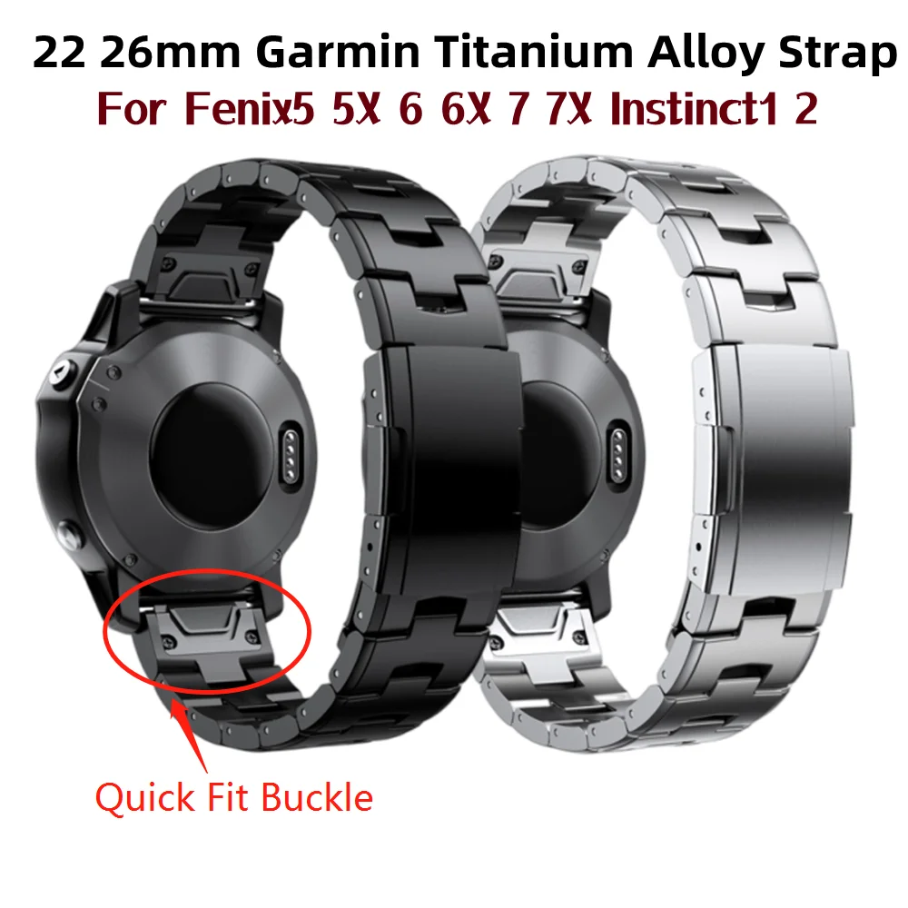 For Garmin Titanium Quick Fit Metal 22 26mm Watch Band Bracelet For Fenix 7X 7 6X Pro 5X Plus/ Instinct/Epix Strap Wristband