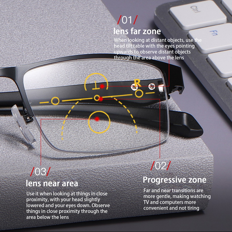 TR90 Titanium Multifocal Reading Glasses Progressive Bifocal Anti Blue Light Eyewear Men Women UV Protect Presbyopic Glasses