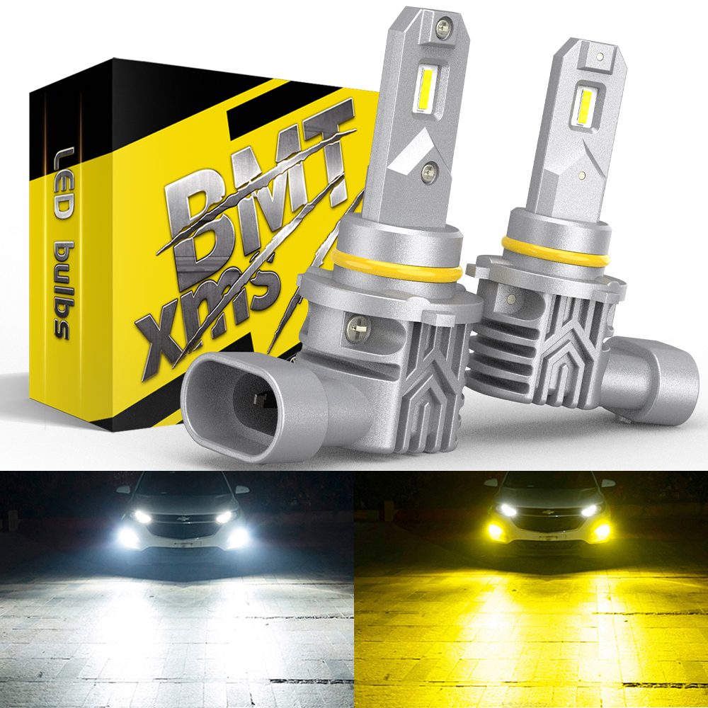 BMTxms 2Pcs Canbus H9 H16JP H8 H11 LED 9005 9006 Led Headlight HB3 HB4 9145 H10 LED DRL Fog Lights 6000K 3000K Dual Color Diode