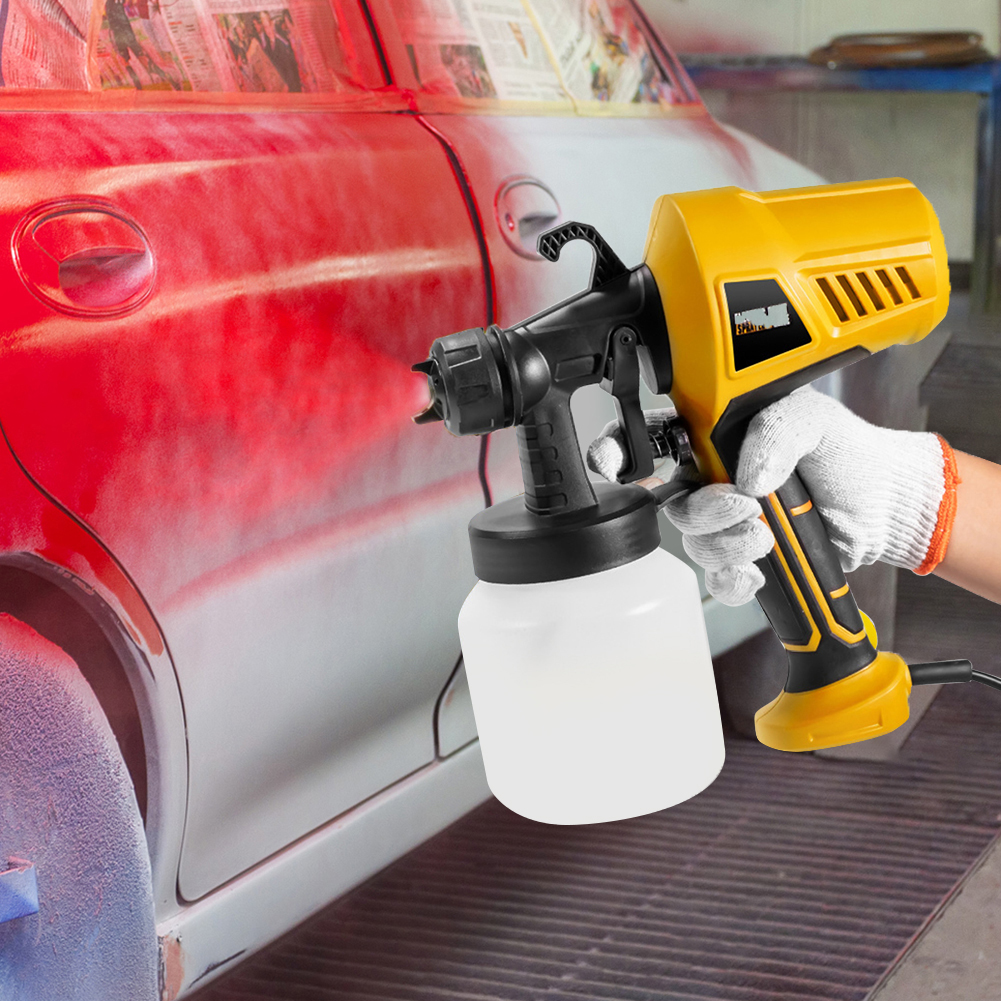 500W Electric Spray Gun 800ml Household Paint Sprayer Flow Control High Pressure Airbrush for Painting Ceiling Walls Fence Door