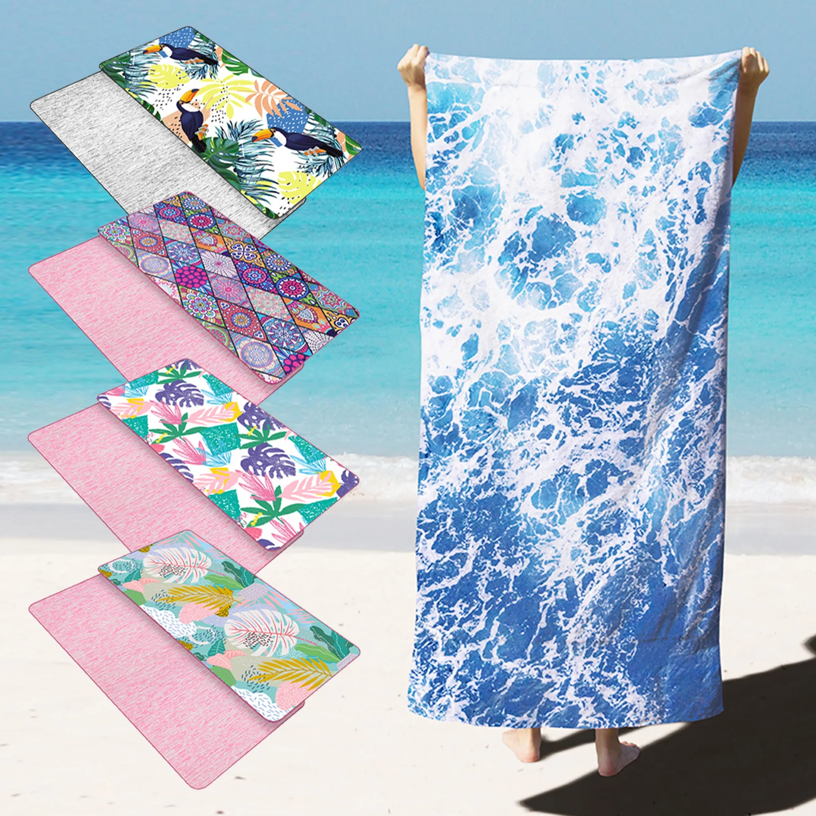 HiTurbo Microfiber Blanket Quick new Drying Beach Towels, Oversized 35*71in Printing Towel, Super Absorbent 2025 Pool Towel Blanket, Bohe