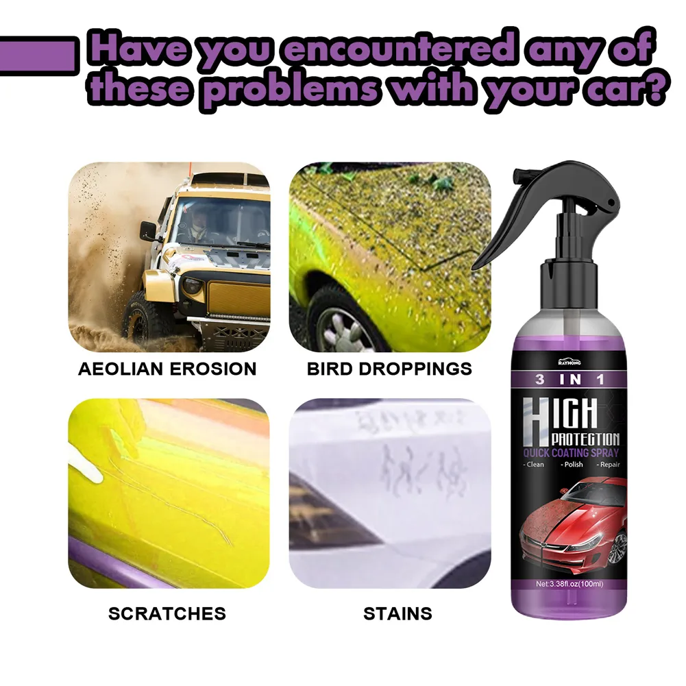3 In 1 Car Ceramic Coating Spray 100ml Auto Nano Ceramic Coating Car Nano Spray Car Scratch Repair Body Compound Scratch Repair
