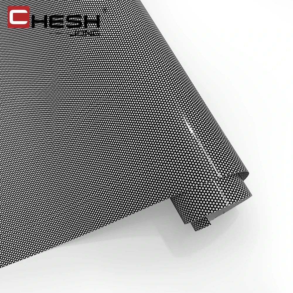 Mesh Film Fly-Eye Black White Vinyl Privacy Window Film Tinting Perforated One-Way Adhesive Glass Wrap Self-Adhesive Window Wrap