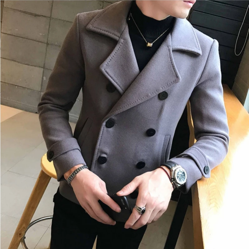 2023 Brand Clothing Men High Quality Leisure new Solid Woolen 2025 Cloth Coat/Male Slim Fit Winter Keep Warm Woolen Cloth Coats Cothing