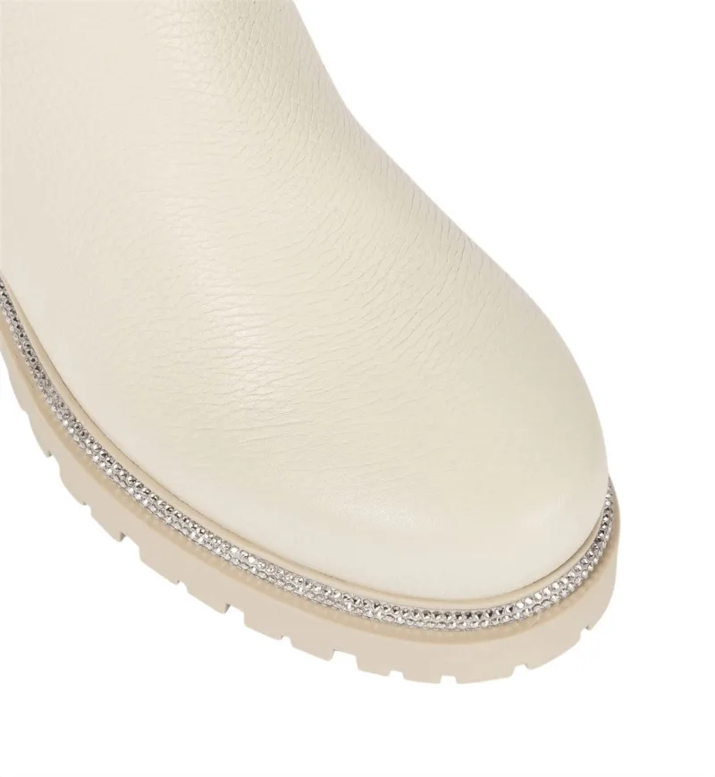 Snake Shaped Winding Tape Rhinestone Short Boots Leisure Motorcycle Thick Sole Knight Boots Diamond Winter Smoke Pipe Boots