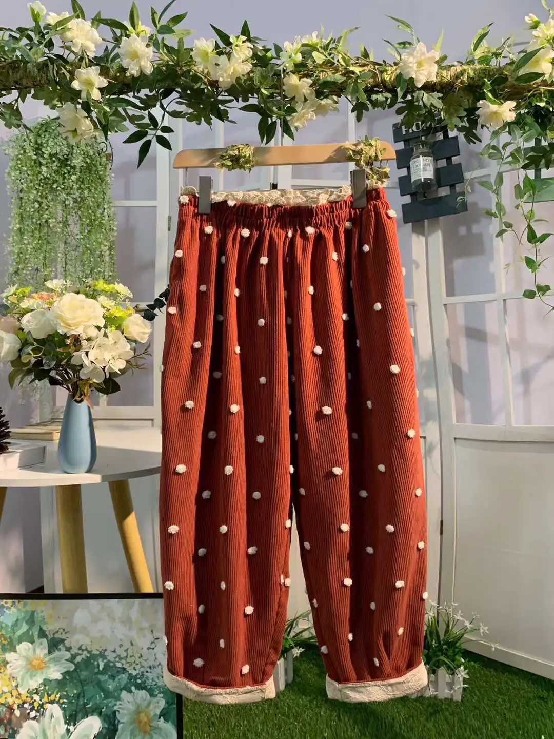 Spring new Autumn Sweet 2025 Corduroy Pants Women Elastic Waist Ankle-length Pants
