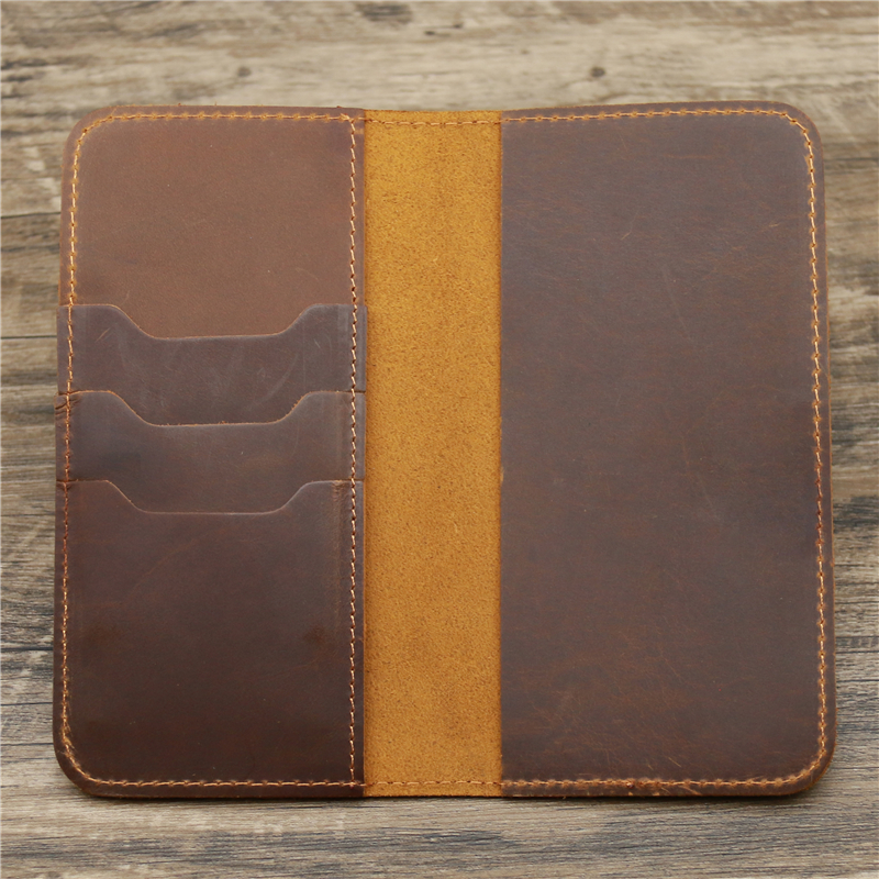Retro Crazy Horse Leather Men's Wallet First Layer Leather Large Capacity Clutch Leather Long Wallet Handmade wallet