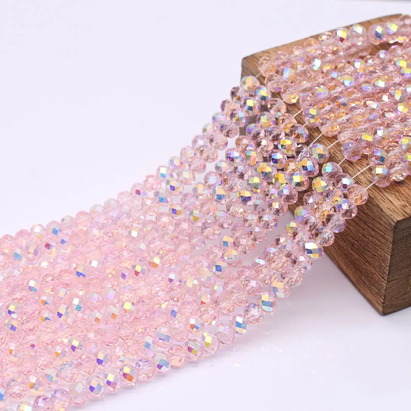 ORIGINAL Pink Crystal Glass Beads new New AB Color Rondelle Crystal Beads 2025 Faceted Loose Spacer Beads For Jewelry Making DIY